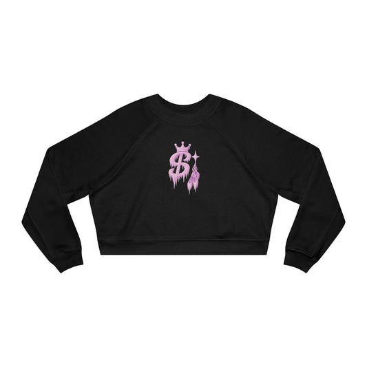 xPRESLAYx - Frozen Pink Logo - Women’s Cropped Pullover — Pink Flame Dollar Logo Women's Fleece
