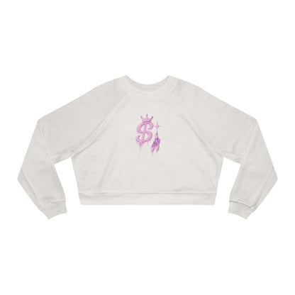 xPRESLAYx - Frozen Pink Logo - Women’s Cropped Pullover — Pink Flame Dollar Logo Women's Fleece