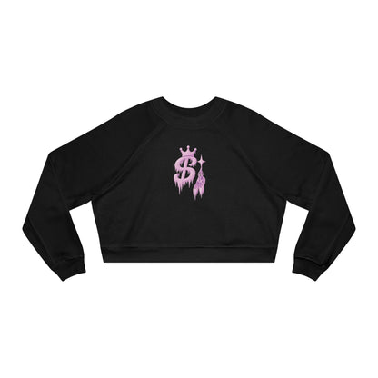 xPRESLAYx - Frozen Pink Logo - Women’s Cropped Pullover — Pink Flame Dollar Logo Women's Fleece