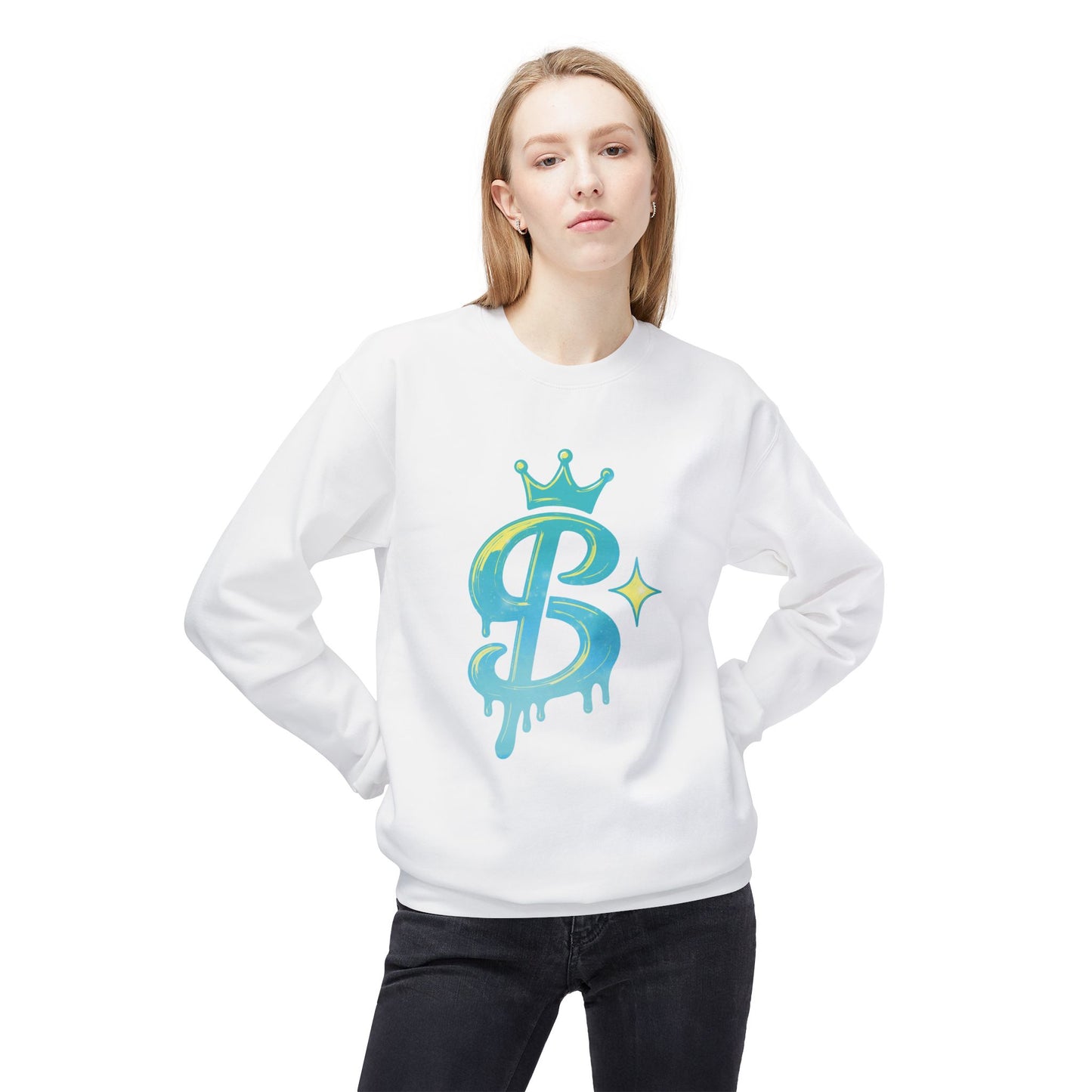 xPRESLAYx - Cyan Logo - Adult Crewneck Sweatshirt