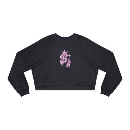 xPRESLAYx - Frozen Pink Logo - Women’s Cropped Pullover — Pink Flame Dollar Logo Women's Fleece