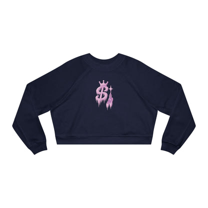 xPRESLAYx - Frozen Pink Logo - Women’s Cropped Pullover — Pink Flame Dollar Logo Women's Fleece